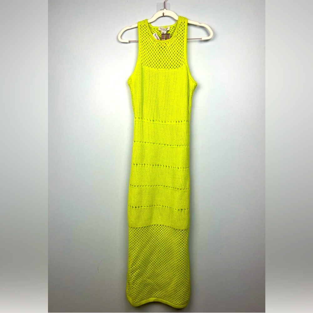 Rachel Zoe Neon Green Crochet Maxi Dress
Size Small